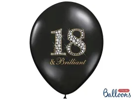 balon-na-18-urodziny-czarny-metaliczny-5-szt