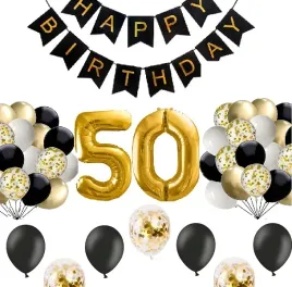 balony-cyfry-zestaw-lat-50-konfetti-czarne-zlote