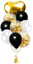 balony-zestaw-czarne-zlote-biale-z-konfetti