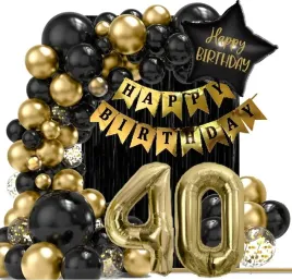 happy-40-balony-dekoracje-na-40-lat-czarne-zlote