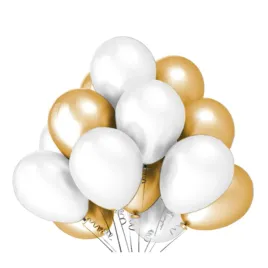 balony-dekoracje-biale-i-zlote-12-sztuk
