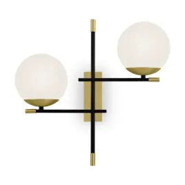 lampa-scienna-kinkiet-podwojny-czarny-zloty-szklane-biale-kule-maytoni