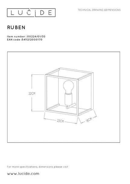 lampa-scienna-lucide-e27-40w-ruben-rodzaj-gwintu-e27