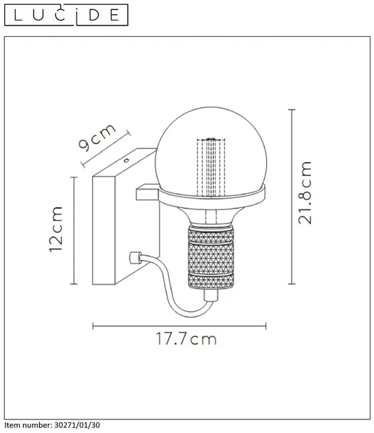 lampa-scienna-lucide-e27-60w-ottelien-stan-nowy-kolor-czarny