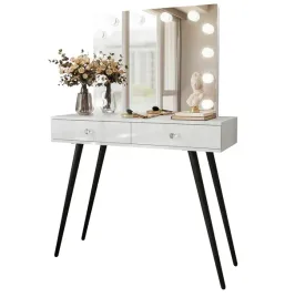 toaletka-sienna-loft-elite-z-lustrem-czarne-nogi-bialy-polysk-uchwyt