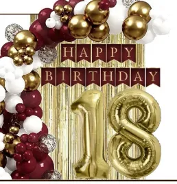 balony-zlote-bordowe-dekoracje-kurtyna-baner-na-urodziny-cyfra-18-lat