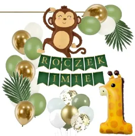 balony-boho-safari-zwierzatka-malpka-roczek-imie