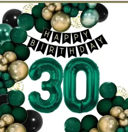 balony-dekoracje-na-urodziny-cyfra-30-lat-czarne-zlote-zielone