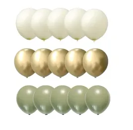 balony-woodland-zielone-khaki-kremowe-zlote-15szt