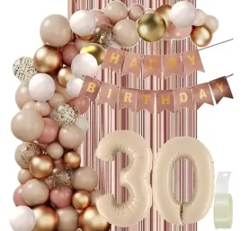 balony-bezowe-dziki-roz-rose-gold-dekoracje-na-urodziny-cyfra-30-lat