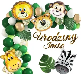 balony-safari-zwierzatka-baner-na-urodziny-imie
