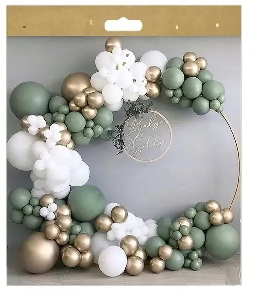 BALONY OLIWKOWE BIAŁE ZŁOTE łuk girlanda 122 szt