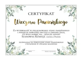 certyfikat-na-wieczor-panienski-liscie-zloty