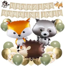 balony-lesne-zwierzatka-woodland-baner-imie