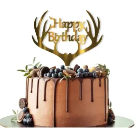 topper-na-tort-dla-mysliwego-rogi-jelenia-zlote