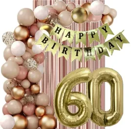 balony-zlote-bezowe-dziki-roz-rose-gold-dekoracje-na-urodziny-cyfra-60-lat