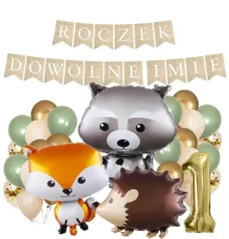 balony-lesne-zwierzatka-woodland-baner-roczek-imie