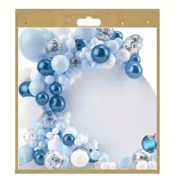 balony-blekitne-srebrne-luk-girlanda-122-szt