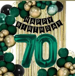 balony-kurtyna-dekoracje-na-urodziny-cyfra-70-lat-zielone-zlote-czarne