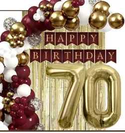 balony-zlote-bordowe-dekoracje-kurtyna-baner-na-urodziny-cyfra-70-lat