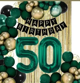 balony-dekoracje-kurtyna-na-urodziny-cyfra-50-lat-zielone-zlote-czarne