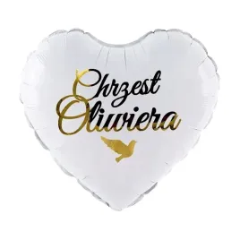 balon-na-chrzest-serce-biale-golab-imie