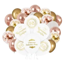 balony-dekoracje-na-komunie-rose-gold-komunia