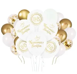 balony-dekoracje-na-komunie-biale-zlote-komunia