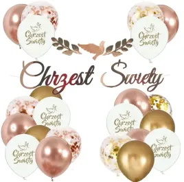 balony-na-chrzciny-chrzest-rozowe-zloto-rose-gold