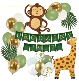 balony-boho-safari-zwierzatka-malpka-baner-imie