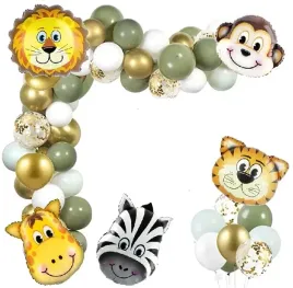 balony-zielone-luk-girlanda-zwierzatka-zoo-safari