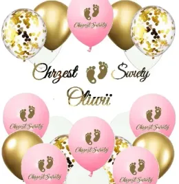 balony-stopki-na-chrzciny-baner-chrzest-imie-roz
