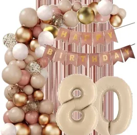 balony-bezowe-dziki-roz-rose-gold-dekoracje-na-urodziny-cyfra-80-lat