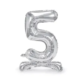 balon-cyfra-5-stojaca-srebrna-xl