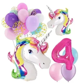 balony-zestaw-urodziny-4-latka-jednorozec-unicorn