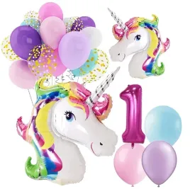 balony-zestaw-1-urodziny-roczek-jednorozec-unicorn