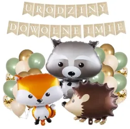 balony-lesne-zwierzatka-woodland-baner-imie