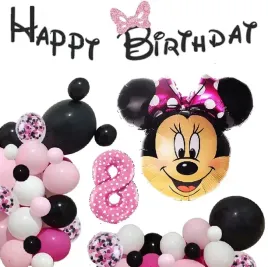 balony-zestaw-urodziny-8-lat-myszka-mini-minnie