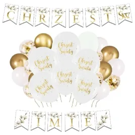 balony-dekoracje-na-chrzest-baner-kwiaty-imie
