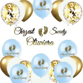 balony-stopki-chrzciny-baner-chrzest-imie-nieb