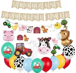 balony-zestaw-zwierzeta-farma-baner-imie