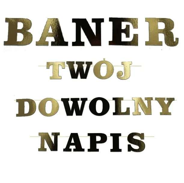 BANER girlanda TWÓJ NAPIS dowolny tekst ZŁOTY