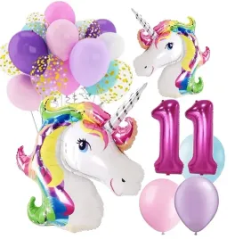 balony-zestaw-urodziny-11-lat-jednorozec-unicorn