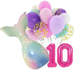 balony-zestaw-na-urodziny-10-lat-syrenka