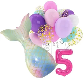 balony-zestaw-na-urodziny-5-lat-syrenka