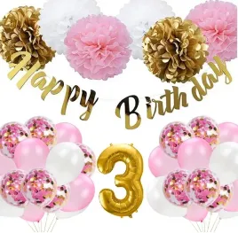 balony-zestaw-dekoracji-3-latka-urodziny-rose