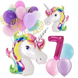 balony-zestaw-urodziny-7-lat-jednorozec-unicorn