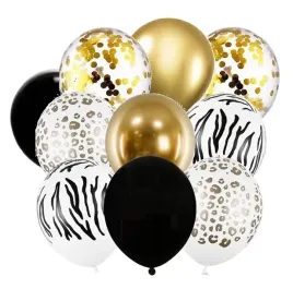 balony-zestaw-lux-z-konfetti-srebrne-czarne-biale