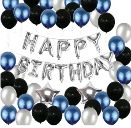 balony-urodzinowe-zestaw-dekoracja-czarne-srebrne
