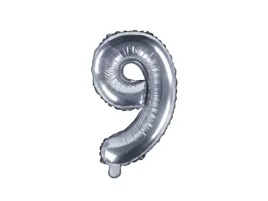 balon-35cm-cyfra-9-srebrna-cyfry-litery-napis
